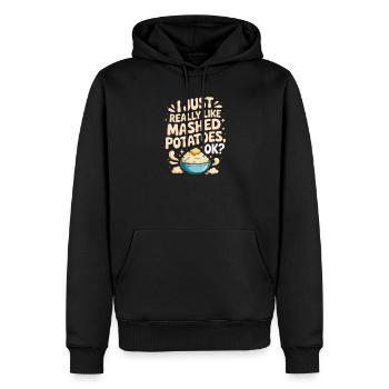 Ich mag Kartoffelpüree einfach wirklich gern ok - Männer Premium Bio Hoodie - Schwarz - Vorne - Nico (187cm)