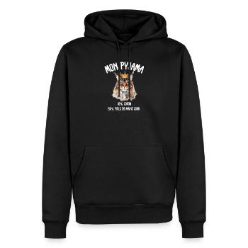 Pyjama Chat Maine Coon Humour - Sweat à capuche Premium bio Homme - noir - Devant - Nico (187cm)
