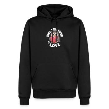 Hibou chouette ce dont tu as besoin est amour chouette amour Saint-Valentin - Sweat à capuche Premium bio Homme - noir - Devant - Nico (187cm)
