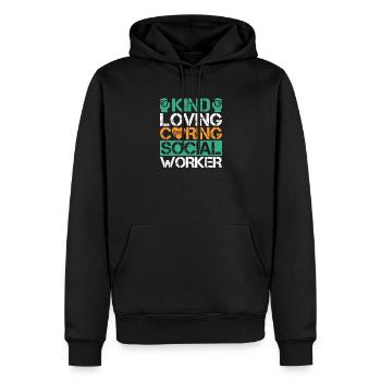 Social Worker Quote Kind Loving Caring Social Work - Männer Premium Bio Hoodie - Schwarz - Vorne - Nico (187cm)