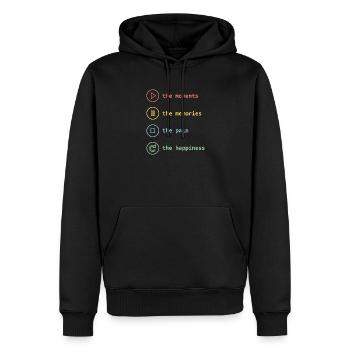 Pleine conscience, moments, souvenirs, bonheur - Sweat à capuche Premium bio Homme - noir - Devant - Nico (187cm)