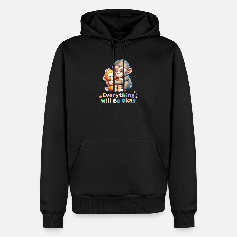 Alles wird gut, Affen-Duo - Männer Premium Bio Hoodie - Schwarz