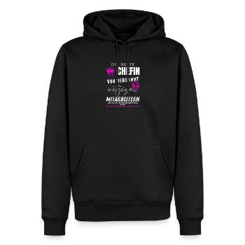 beste Chefin von verdammt witzigen Mitarbeitern - Männer Premium Bio Hoodie - Schwarz - Vorne - Nico (187cm)