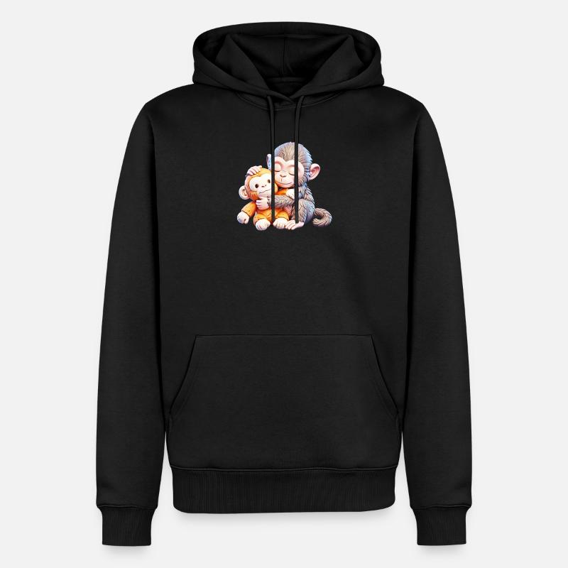 Câlins des singes s’embrassent - Sweat à capuche Premium bio Homme - noir