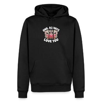 Hiboux chouettes chouette t’aimer toujours Adorer la Saint-Valentin chouette - Sweat à capuche Premium bio Homme - noir - Devant - Nico (187cm)