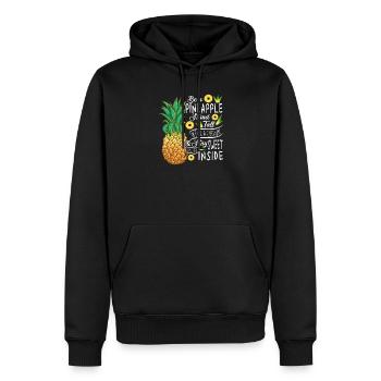 Soyez un ananas debout Mettez une couronne Art de citation - Sweat à capuche Premium bio Homme - noir - Devant - Nico (187cm)