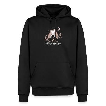 Hiboux chouettes chouette t’aimer toujours Adorer la Saint-Valentin chouette - Sweat à capuche Premium bio Homme - noir - Devant - Nico (187cm)