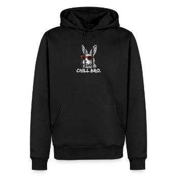CHILL BRO – Drôle de lapin avec des lunettes de soleil - Sweat à capuche Premium bio Homme - noir - Devant - Nico (187cm)