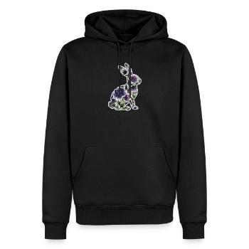 Hase Silhouette Blumen - Männer Premium Bio Hoodie - Schwarz - Vorne - Nico (187cm)