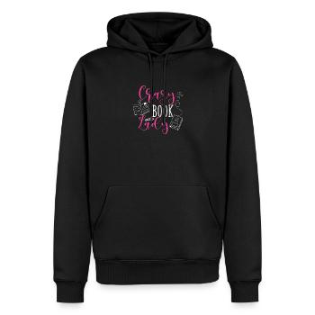 Verrückte Buchdame - Männer Premium Bio Hoodie - Schwarz - Vorne - Nico (187cm)