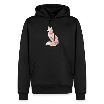 Fuchs Pastell Blumen Silhouette - Männer Premium Bio Hoodie - Schwarz - Vorne - Nico (187cm)