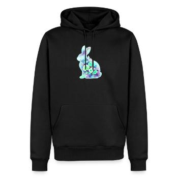 Hase Aquarell Blumen Ostern - Männer Premium Bio Hoodie - Schwarz - Vorne - Nico (187cm)