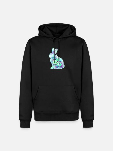 Hase Aquarell Blumen Ostern - Männer Premium Bio Hoodie - Schwarz