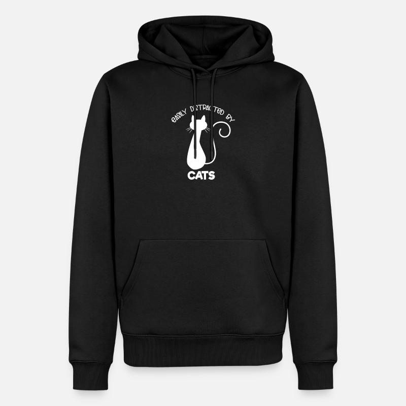 Facilement distrait par les chats - Sweat à capuche Premium bio Homme - noir