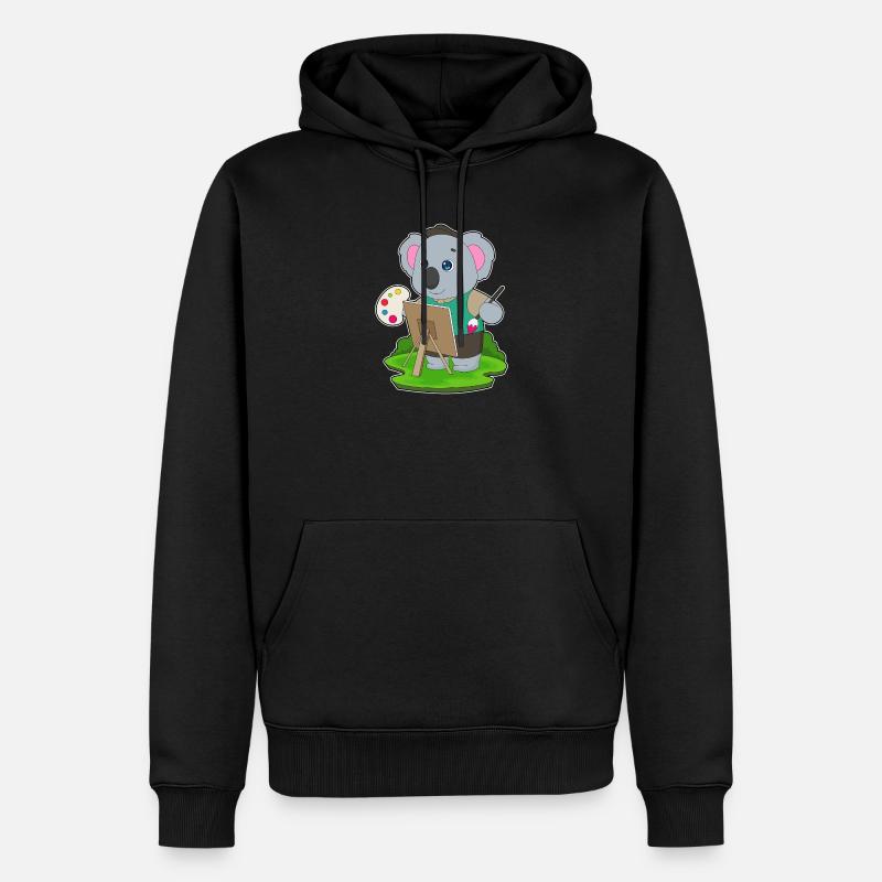 Koala Maler Pinsel Malen - Männer Premium Bio Hoodie - Schwarz