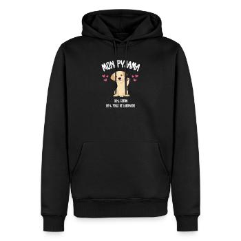 Pyjama Chien Labrador Humour  - Sweat à capuche Premium bio Homme - noir - Devant - Nico (187cm)