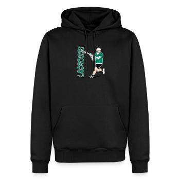Lacrosse Grün Spieler Silhouette mit Schläger - Männer Premium Bio Hoodie - Schwarz - Vorne - Nico (187cm)