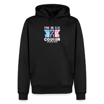 Cousin rose ou bleu t’aime - Sweat à capuche Premium bio Homme - noir - Devant - Nico (187cm)