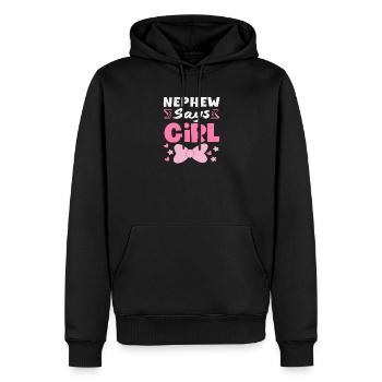 Neveu dit que la fille a révélé le sexe - Sweat à capuche Premium bio Homme - noir - Devant - Nico (187cm)