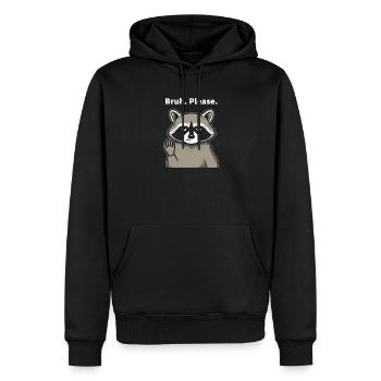 Mec, s’il te plaît, le Mème des ratons laveurs - Sweat à capuche Premium bio Homme - noir - Devant - Nico (187cm)