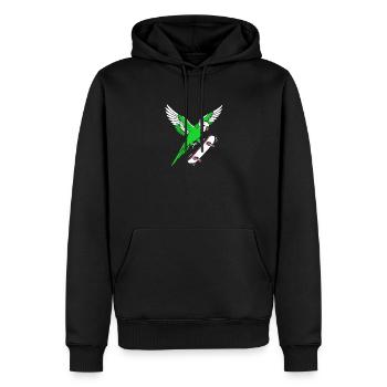 Grüner Skateparrot Cartoon - Männer Premium Bio Hoodie - Schwarz - Vorne - Nico (187cm)