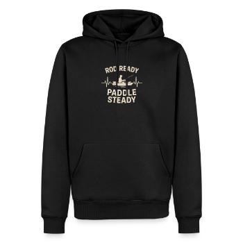Rute bereit, ruhig paddeln | Kajak Angeln - Männer Premium Bio Hoodie - Schwarz - Vorne - Nico (187cm)