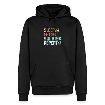 Fitness Fanatics Sleep Eat Squats Repeat - Männer Premium Bio Hoodie - Schwarz - Vorne - Nico (187cm)
