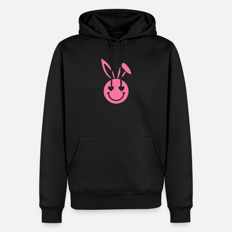Yeux en forme de cœur de lapin rose - Sweat à capuche Premium bio Homme - noir
