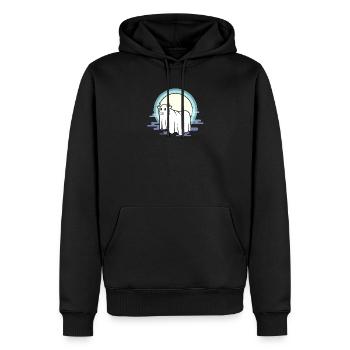 Vache lunaire à l’arc de brouillard - Sweat à capuche Premium bio Homme - noir - Devant - Nico (187cm)