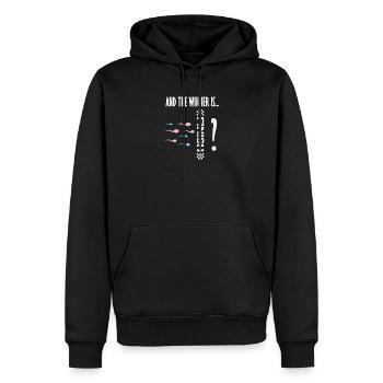 Et le gagnant est la course aux spermatozoïdes, drôle - Sweat à capuche Premium bio Homme - noir - Devant - Nico (187cm)