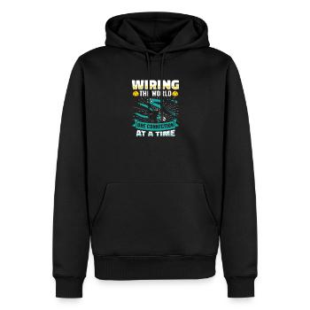 Électricien, technicien en électronique, électricien - Sweat à capuche Premium bio Homme - noir - Devant - Nico (187cm)