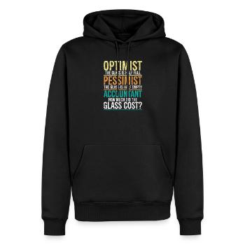 Optimist, das Glas ist halb voll, Pessimist. - Männer Premium Bio Hoodie - Schwarz - Vorne - Nico (187cm)