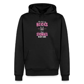 I Don't Carry Books I Carry Stories In My Ears - Männer Premium Bio Hoodie - Schwarz - Vorne - Nico (187cm)