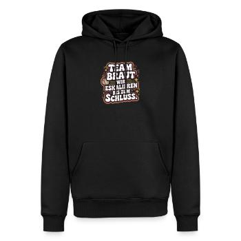 Team Braut Wir Eskalieren Crew Squad JGA Frauen - Männer Premium Bio Hoodie - Schwarz - Vorne - Nico (187cm)