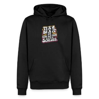 Team Braut Wir Eskalieren Crew Squad JGA Frauen - Männer Premium Bio Hoodie - Schwarz - Vorne - Nico (187cm)