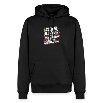 Team Braut Wir Eskalieren Crew Squad JGA Frauen - Männer Premium Bio Hoodie - Schwarz - Vorne - Nico (187cm)