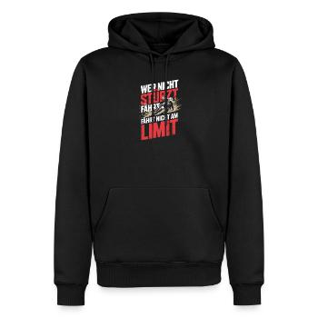  Wer Nicht Stürzt Fährt Fährt Nicht Am Limit - Männer Premium Bio Hoodie - Schwarz - Vorne - Nico (187cm)
