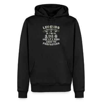 Cadeau d’anniversaire d’avril 1986 - Sweat à capuche Premium bio Homme - noir - Devant - Nico (187cm)