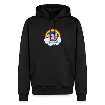 Nuage arc-en-ciel Bébé Éléphant Coloré - Sweat à capuche Premium bio Homme - noir - Devant - Nico (187cm)