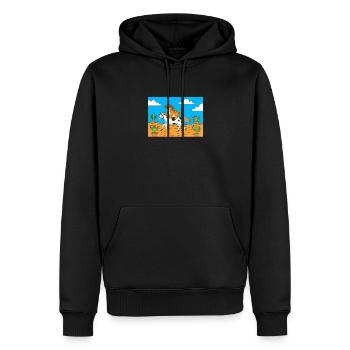 Un cowboy chat en promenade dans le désert - Sweat à capuche Premium bio Homme - noir - Devant - Nico (187cm)