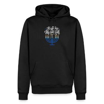 Joyeux Menorah de Hanoucca - Sweat à capuche Premium bio Homme - noir - Devant - Nico (187cm)