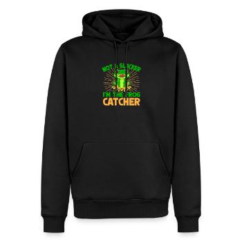 Frog Catcher Not A Slacker Frog - Männer Premium Bio Hoodie - Schwarz - Vorne - Nico (187cm)