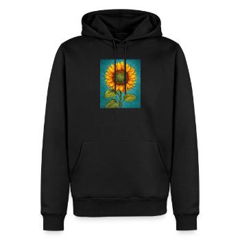 Graphismes de tournesols jaunes Fleurs de tournesol - Sweat à capuche Premium bio Homme - noir - Devant - Nico (187cm)