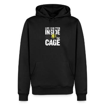 Padel Spieler Life Is Better Inside The Cage Padel - Männer Premium Bio Hoodie - Schwarz - Vorne - Nico (187cm)