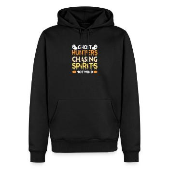 Dicton anglais d’Halloween de Chasseur de Fantômes - Sweat à capuche Premium bio Homme - noir - Devant - Nico (187cm)