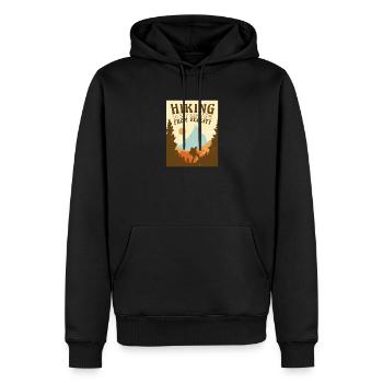 Randonnée, alpinisme, slogan de randonnée - Sweat à capuche Premium bio Homme - noir - Devant - Nico (187cm)