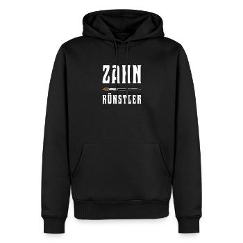 Shirt Zahnkünstler - Die Kunst im Mund - Männer Premium Bio Hoodie - Schwarz - Vorne - Nico (187cm)