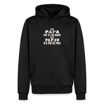 Papa est un Honneur Papou na pas de Prix - Sweat à capuche Premium bio Homme - noir - Devant - Nico (187cm)