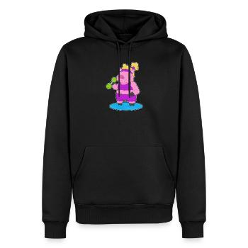 Bodybuilder cochon avec haltères - Sweat à capuche Premium bio Homme - noir - Devant - Nico (187cm)