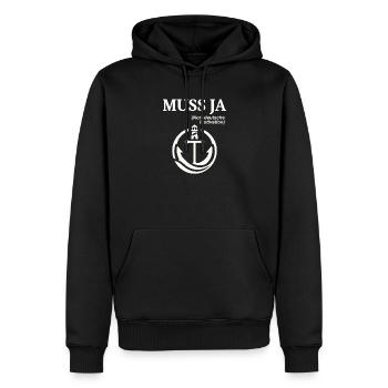 Norddeutscher Humor Spruch: Muss Ja  - Männer Premium Bio Hoodie - Schwarz - Vorne - Nico (187cm)